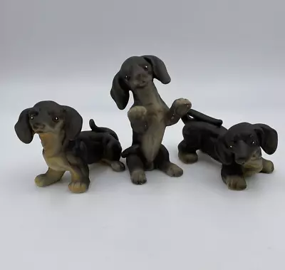 Vintage Lot Of 3 Gray Bisque Dachshund 4 Inch Figurines • $20