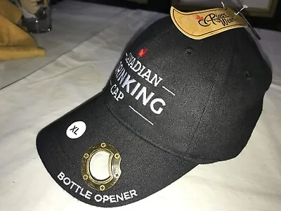 NWT River Wear CANADIAN DRINKING CAP Metal BOTTLE OPENER Maple Leaf XL BLACK HAT • $20