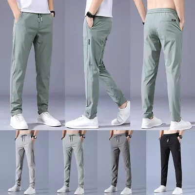 Men Casual Fast Dry Stretch Pants Lightweight Elastic Waist Classic Trousers US❤ • $3.79