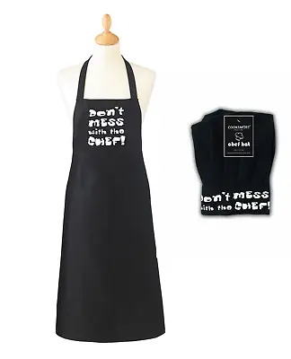 Mens Cotton Apron Hat Set Cooking Chef Kitchen Novelty BBQ Funny Bake Ware Gift • £7.59