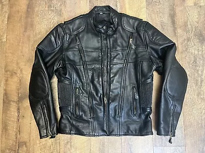 Leather King LK Black Leather Padded Riding Motorcycle Jacket Mens Size Xl • $100