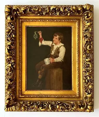 J G Brown (Manner Of) Signed -Boy Blowing Bubbles -19th Century Oil • $1250