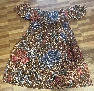 Tigerlily Lined Cotton Off Shoulder Mosaic Flower Boho Dress Size 10  FREE POST • $29.99