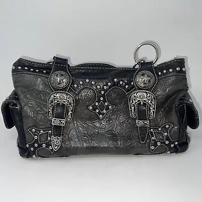 Vtg Montana West Black Embellished Concealed Carry Bag. Leather Peeling See Phot • $12.99