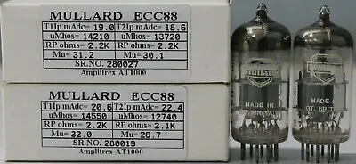 1MP ECC88 CV5358 6DJ8 Mullard Made In Gt.Britain Amplitrex Tested #280027 280019 • $239