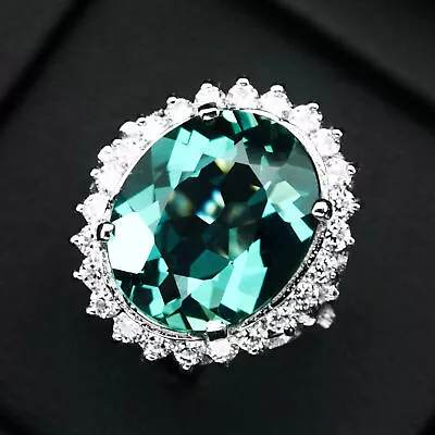 Ravishing Aquamarine Blue Oval 6.50Ct. 925 Sterling Silver Ring Size 6.5 Wedding • $24.99