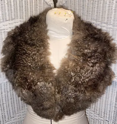 Vintage I100% Real Raccoon Fur Collar/ Wrap/ Cape / Brown Long Drape Collar • $24.99