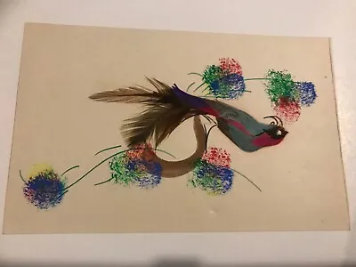 Vintage Mexican Folk Art Feather Art Bird Painted Print; Antique • $10