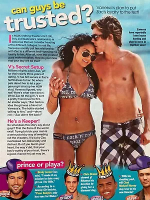 Zac Efron Shirtless Vanessa Hudgens Full Page Vintage Pinup • $1.99