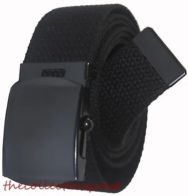 NEW 1.5  Inch WIDE ADJUSTABLE CANVAS MILITARY WEB GOLF BLACK BELT BUCKLE • $9.99