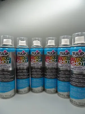 NEON BLUE FABRIC SPRAY X 6 PAINT PERMANENT COLOUR TOP QUALITY QUICK DRY TULIP • £8.99