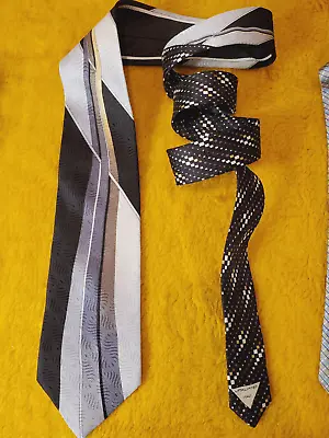 Vitaliano Pancaldi ~ Mens Silk Dress Tie ~ Black Silver Gray Bronze ~ 60  • $69