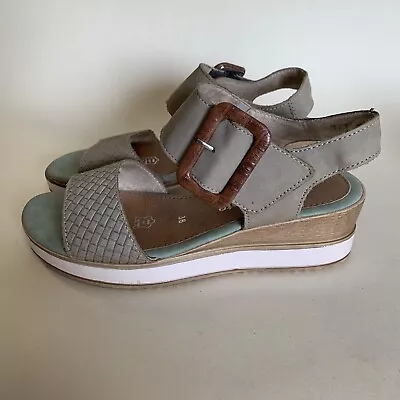 REMONTE SANDALS WEDGES UK 3 36 Mint Worn Once Grey Beige SHOES Women Strappy £65 • £22.48