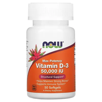 NOW Foods Vitamin D-3 Structural Support 50000 IU (50000 IU) - 50 Softgels • $14.73