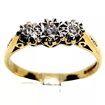 Diamond 9ct 9 Carat Gold Fashion Ring Cocktail Fashion Gift Size UK P US 8 EU 56 • $340.42