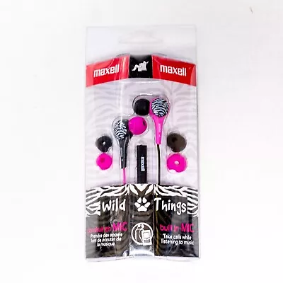 ⭐ NEW  Maxell Wild Things Earbuds Pink Black Leopard Built In Mic Headphones ⭐ • $7.99