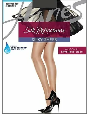 $9.98 • Buy Hanes Pantyhose Silk Reflections Sheer Toe Control Top Cool Comfort Style 717