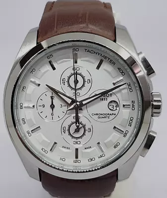 Used Men's Quartz Working Chronograph Date StainlessSteel White Dial Wrist Watch • $110