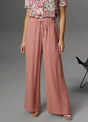 Aniston Women Dusty Pink Palazzo Trousers Size 12 544 Women Wide Leg Thin Bottom • £22.99