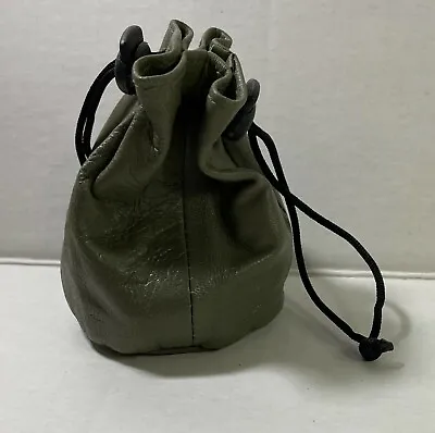 Soft Leather Drawstring Pouch With Spring Locks Coin Purse Wrist Pouch Brand New • $7.99