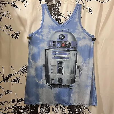 Star Wars R2D2 Graphic Plus Size Sleep Shirt Tank Tie Dye Blue Size 3X • $21.99