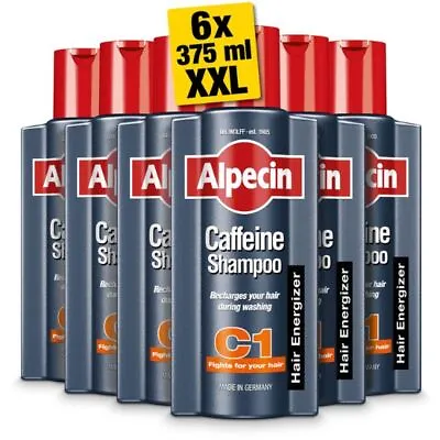 Alpecin Caffeine Shampoo C1 XXL 6x 375ml Natural Hair Growth Shampoo For Men • £44.90