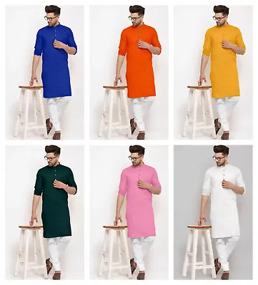 Indian Ethnic Wear Cotton Stiched Men's Kurta Pajama Sherwani Comfortable Shirt • £23.30