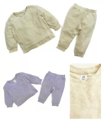 Kids Gap Fleece Jog Set Biege Lilac Warm Cosy Sherpa Winter  Cuffed Jogging Suit • £8.95