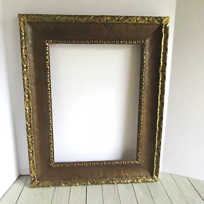 Vintage Wooden Frame Gold Ornate Gesso Paint Swirl • $89.99