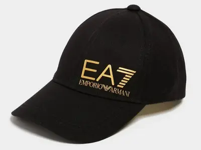 MEN'S EMPORIO ARMANI EA7 Classic BLACK TRAINING VISIBILITY GOLD LOGO CAP • £39.99