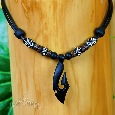 Leather Necklace Surfer Necklace Hei Matau Maori Men's Necklace Ladies Necklace • $26.44