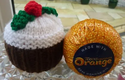 £1.75 • Buy Hand Knitted Chocolate Orange Cover Christmas Pudding Design