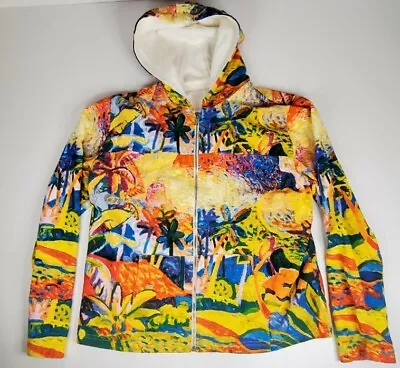 Michael Leu-Cotton Women’s Size M Jacket/Wearable Art Palm Trees And Beach  • $20.28