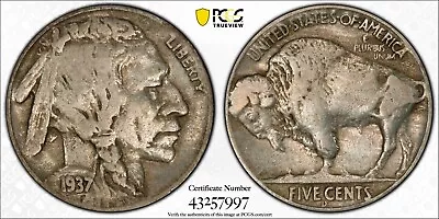 1937-D 3 Legs PCGS F15 Buffalo Nickel - PCGS Gold Shield - PQ !!! • $695