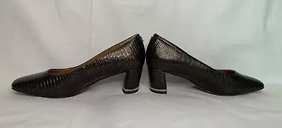 J Renee Faux Lizard Pumps Heels Shoes Gold Heel Accent Brown Womens Size 7 M • $26.88