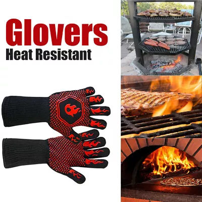 2x Heat Proof Resistant Oven BBQ Gloves 35cm Kitchen Cooking Silicone Mitt • $13.89