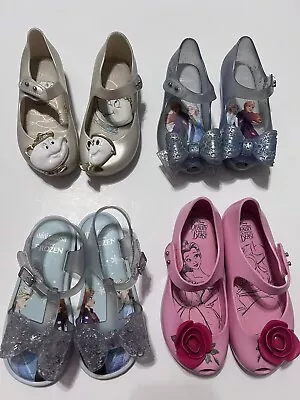 MINl MELISSA Girls Jelly Shoes Size 9/ 10 Disney Beauty & The Beast & Frozen • $95