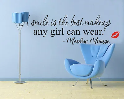 A Smile Is The Best Makeup Marilyn Monroe Art Quote Wall Stickers UK SH202 • £6.47