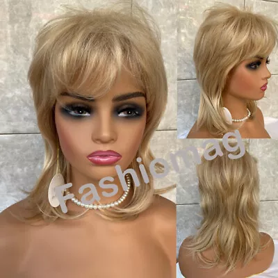 Dolly Parton Hairstyle Blonde Mix Layered  Human Hair Blend Heat Ok Wig Soft • $22.19