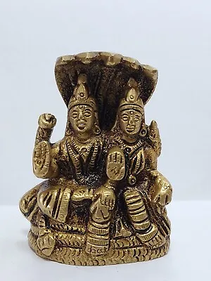 Brass 2.5 Inche Lord Laxmi Vishnu/Narayan  Statue Hindu God Usa Seller Fast Ship • $19.99
