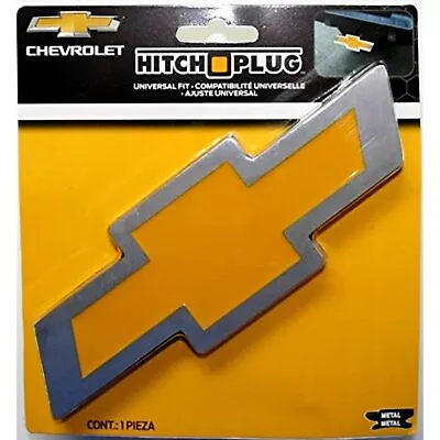 Chevy Bowtie Style Brushed Aluminum & Yellow Hitch Plug  Cover Receiver Plug • $24.99