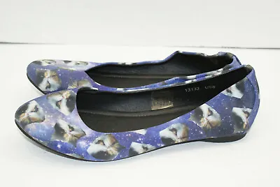 T.U.K. Kitty Cat Galaxy Women's Size 8 Purple Multicolor Comfort Ballet Flats  • $29.99