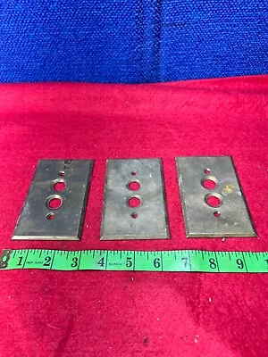 Antique Lot Of 3 Brass Push Button Light Switch Plate Covers. AA-336 • $3.99