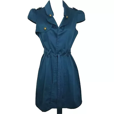 Voom By Joy Han Wrap Coat Dress Medium Belted Retro Rockabilly Mod Cap Sleeve US • $31.98