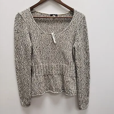 J Crew Womens Merino Wool Sweater Size L Gray Pull Over Scoop Neck Tight Knit • $29.88