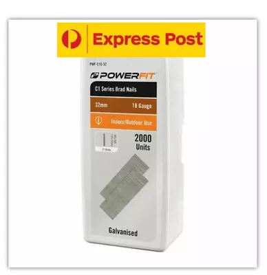 PowerFit 32mm C1 Series Galvanised Brad Nails - 2000 Pack - EXPRESS POST • $29.99