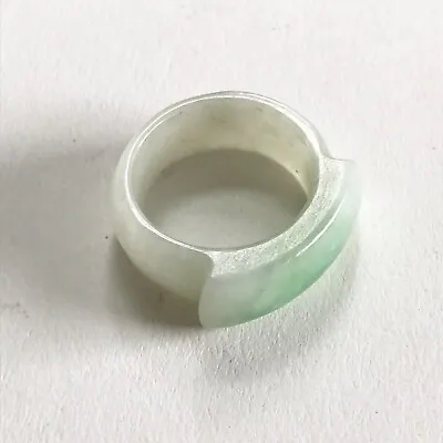 Vintage Carved Green Jadeite Jade Color Stone Band Ring Size 8.75 • $54.99