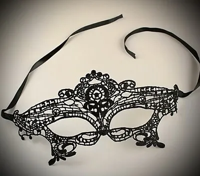 Soft Venetian Laced Black Eye Mask - Costume Masquerade Carnival Festival • $8