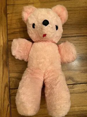 Vintage Pink Teddy Bear Felt Tongue Mohair 1950s 60s Knickerbocker? Easter Color • $19