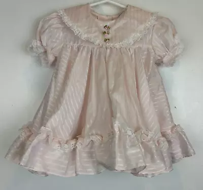 Vintage Hi-Girls Inc Dress Baby 18 Months Pink Lace Collar Circle USA Toddler • $19.99